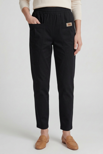 Pantalon Femme | Taille Élastique Coupe Droite Poches Plaquées - 5