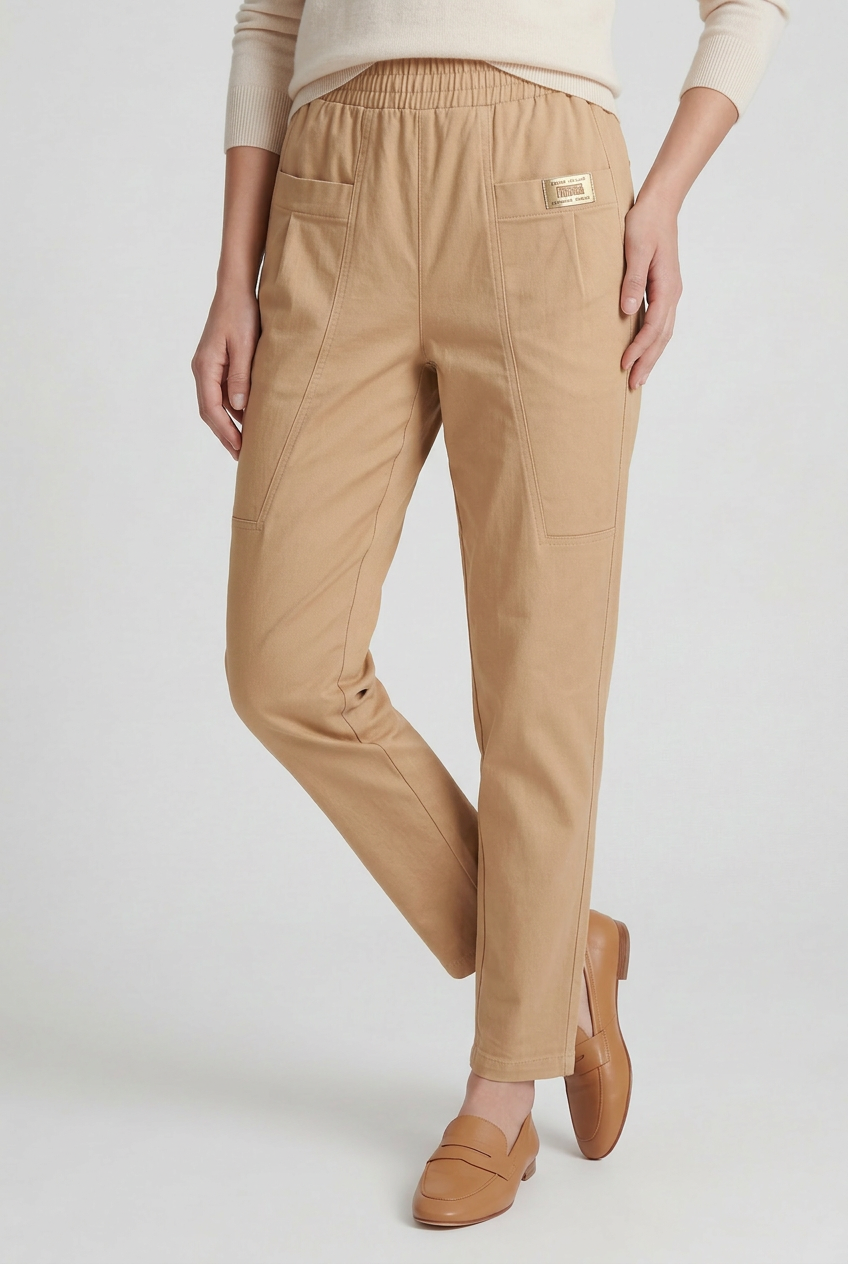 Pantalon Femme | Taille Élastique Coupe Droite Poches Plaquées - 6
