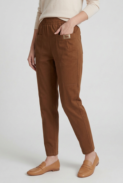 Pantalon Femme | Taille Élastique Coupe Droite Poches Plaquées - 7