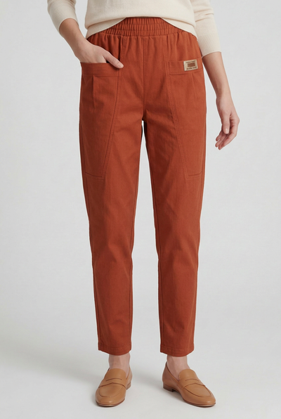 Pantalon Femme | Taille Élastique Coupe Droite Poches Plaquées - 8