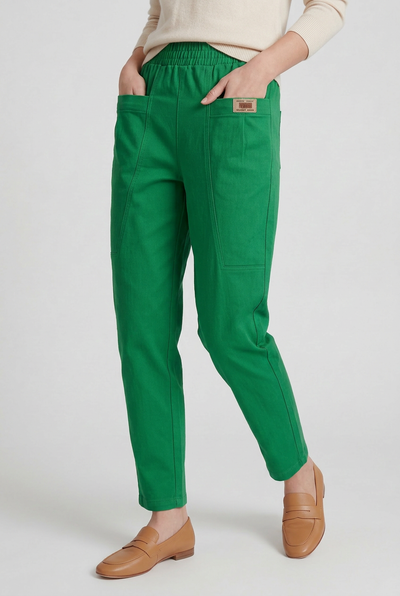 Pantalon Femme | Taille Élastique Coupe Droite Poches Plaquées - 9