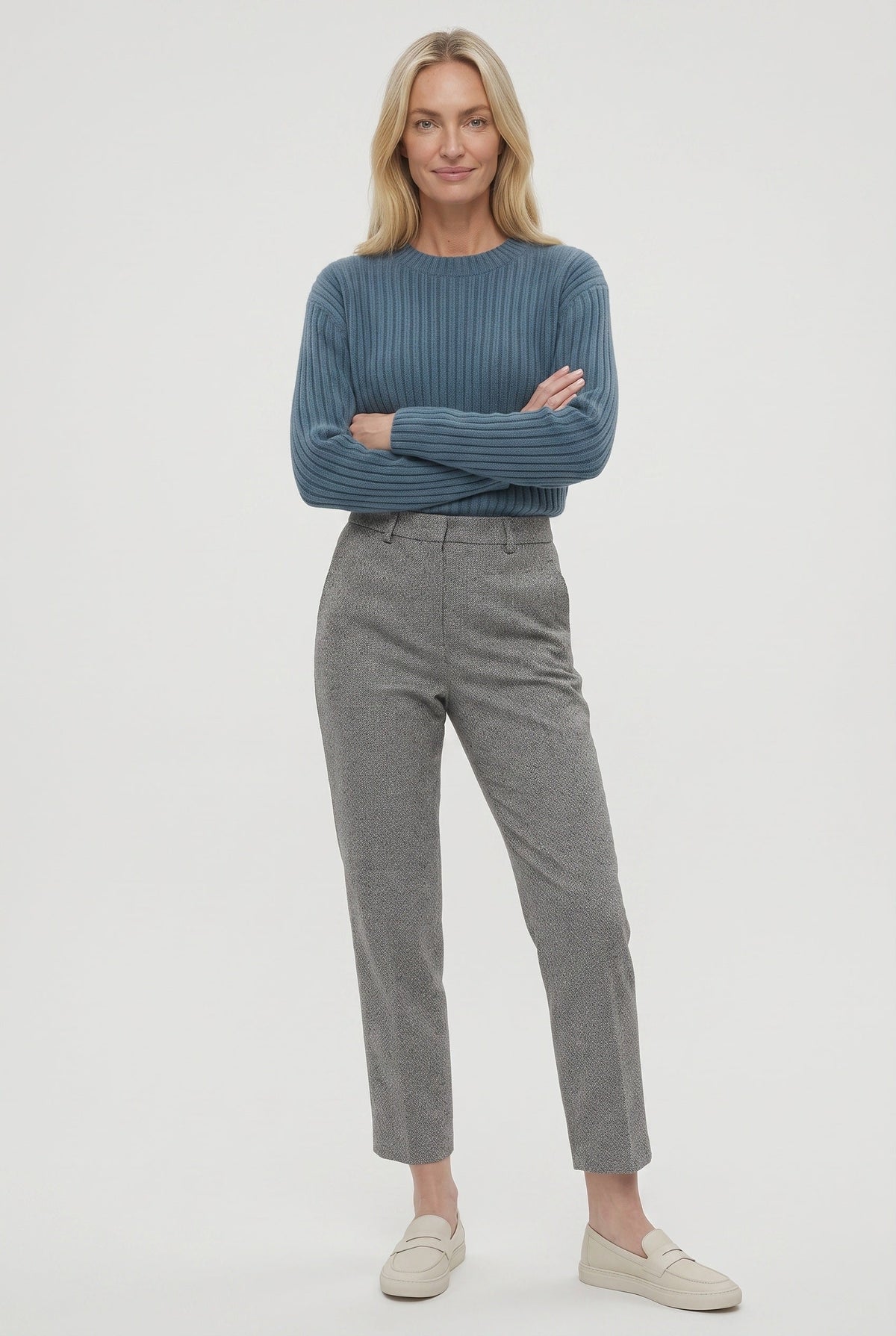 Pantalon Femme | Taille Haute Coupe Fuselée Pli Marqué Bas Cheville - 5