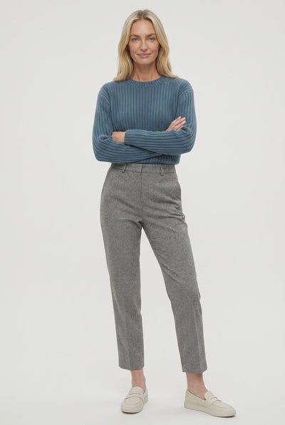 Pantalon Femme | Taille Haute Coupe Fuselée Pli Marqué Bas Cheville - 5
