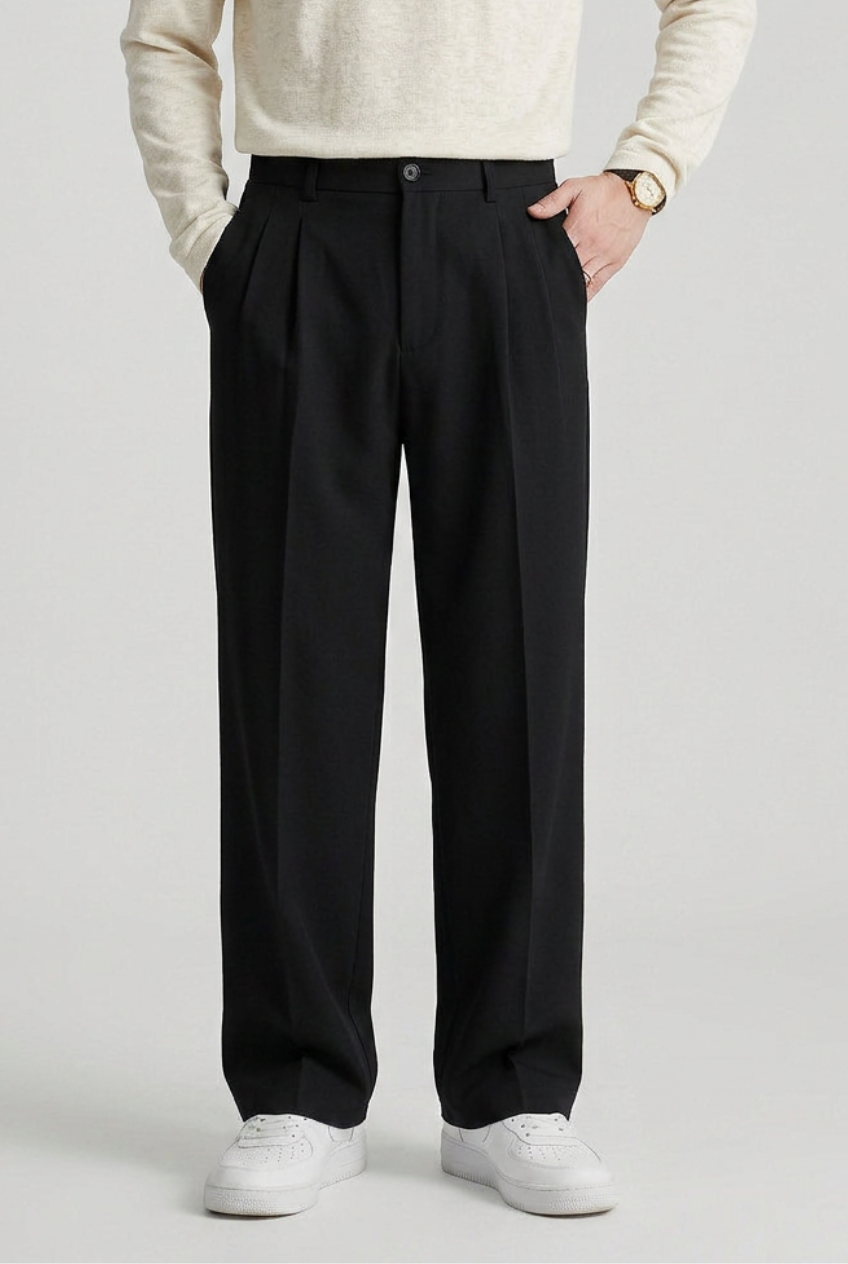 Pantalon Homme | Habillé Pinces Taille Haute Coupe Droite - 1