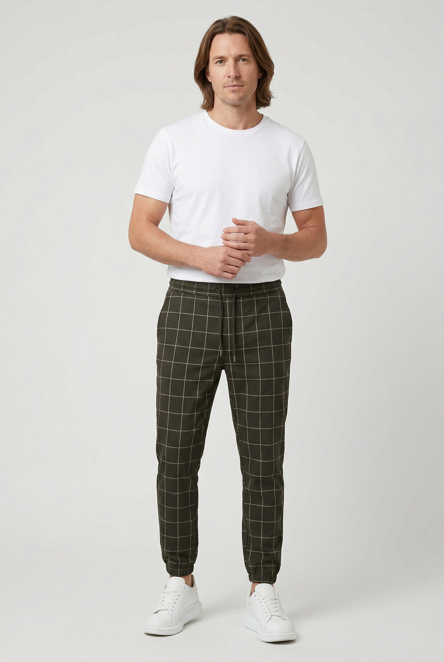 Pantalon Homme | Taille Élastique Coupe Fuselée Grands Carreaux - 2