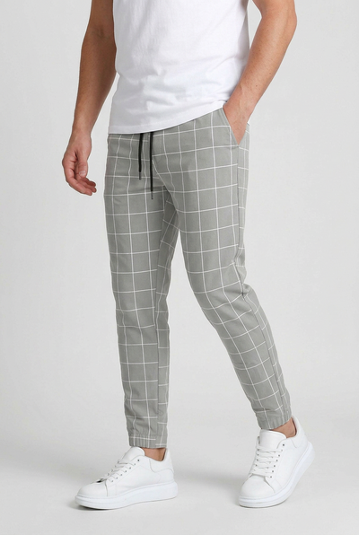 Pantalon Homme | Taille Élastique Coupe Fuselée Grands Carreaux - 5
