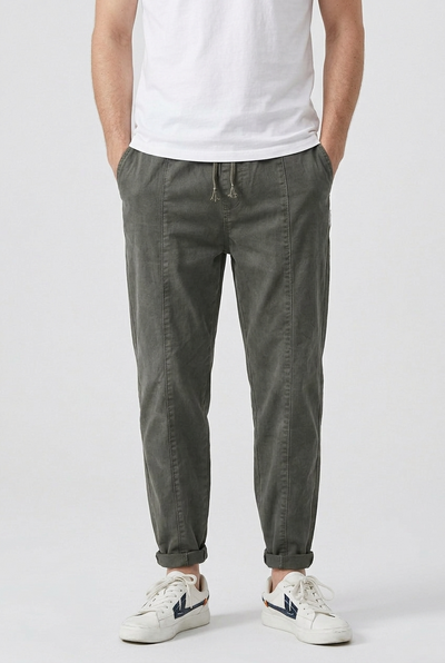 Pantalon Homme | Taille Élastique Coupe Fuselée Ourlet Retroussé - 1