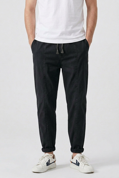 Pantalon Homme | Taille Élastique Coupe Fuselée Ourlet Retroussé - 4