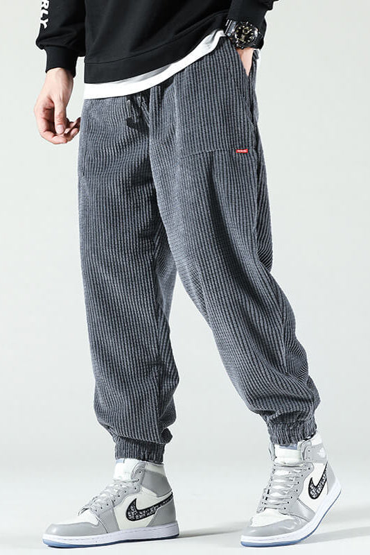 Pantalon Homme | Velours Côtelé Bas Élastiqués Coupe Ample - 1