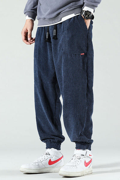 Pantalon Homme | Velours Côtelé Bas Élastiqués Coupe Ample - 2