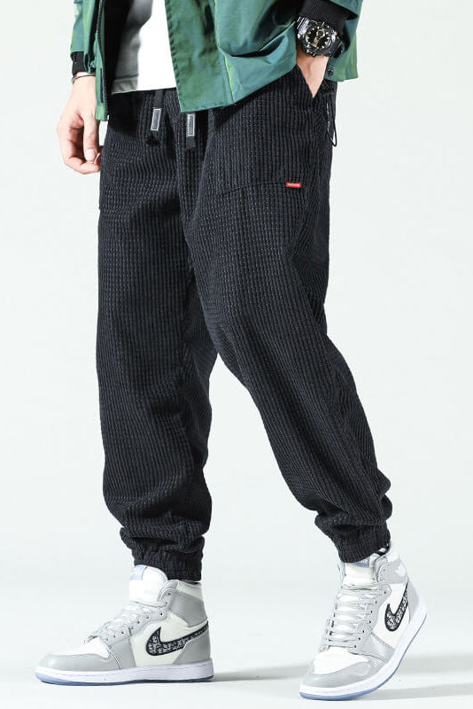 Pantalon Homme | Velours Côtelé Bas Élastiqués Coupe Ample - 3