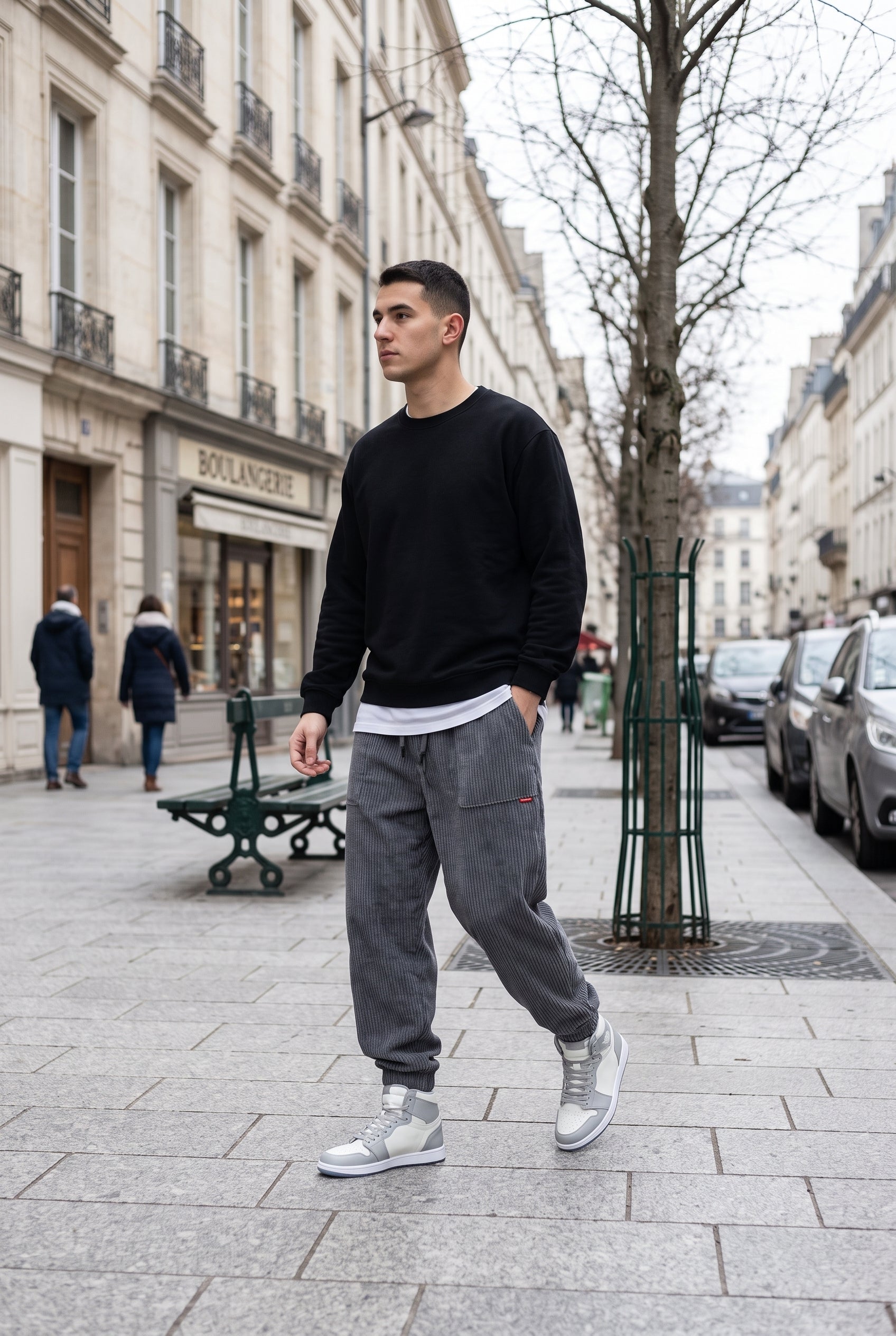 Pantalon Homme | Velours Côtelé Bas Élastiqués Coupe Ample - 5