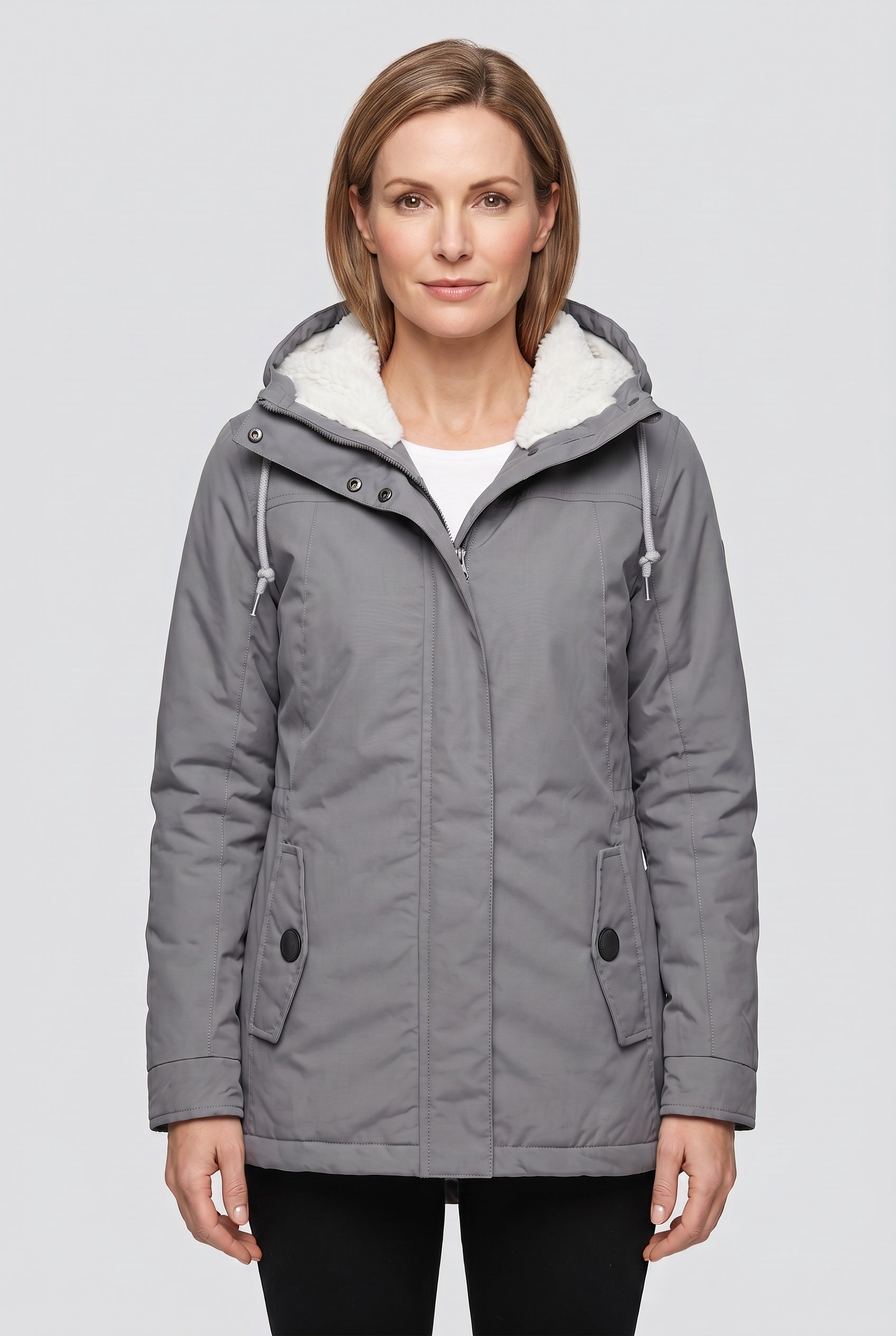 Parka Femme | Capuche Sherpa Zip Deux Sens Coupe Courte - 1