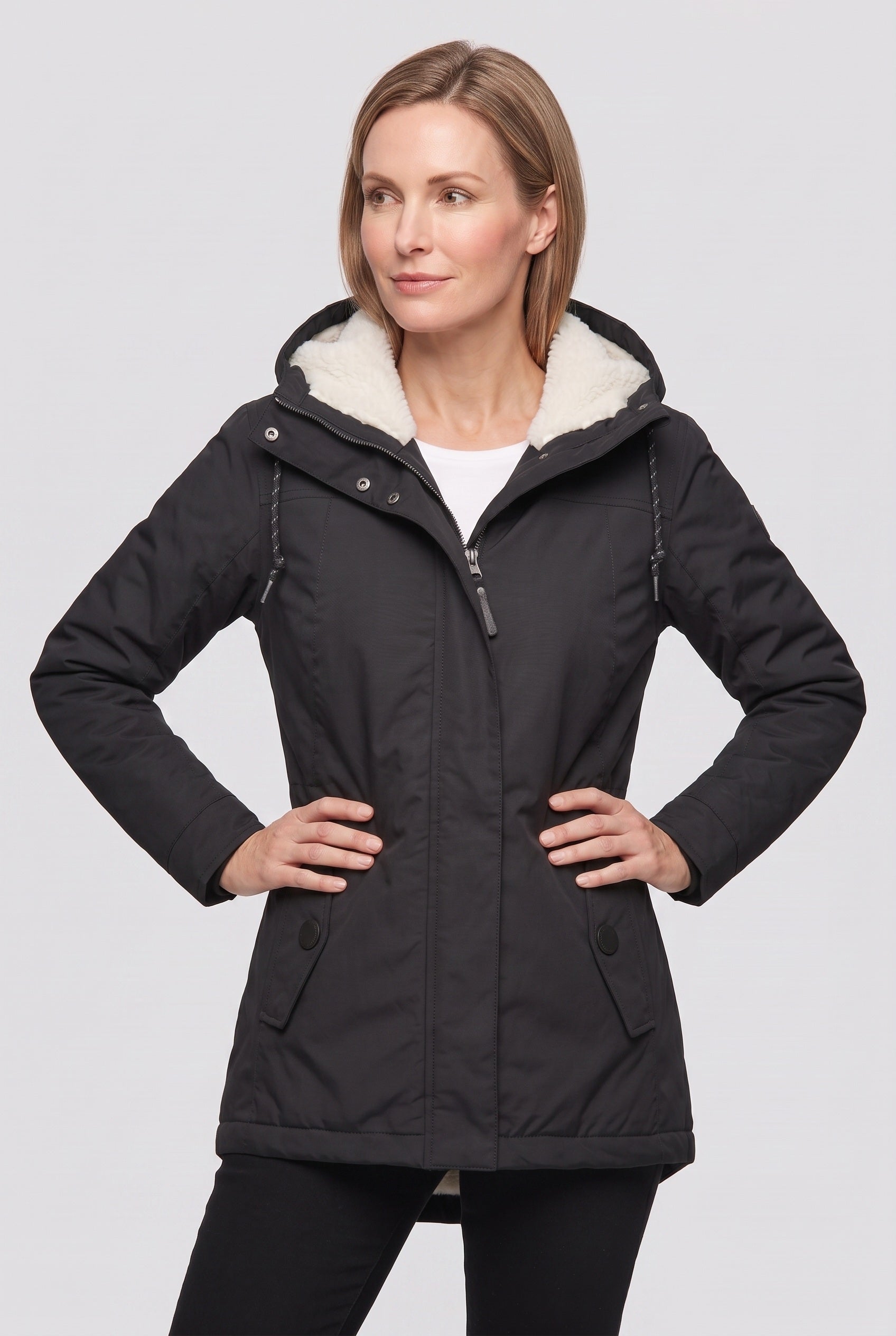 Parka Femme | Capuche Sherpa Zip Deux Sens Coupe Courte - 4