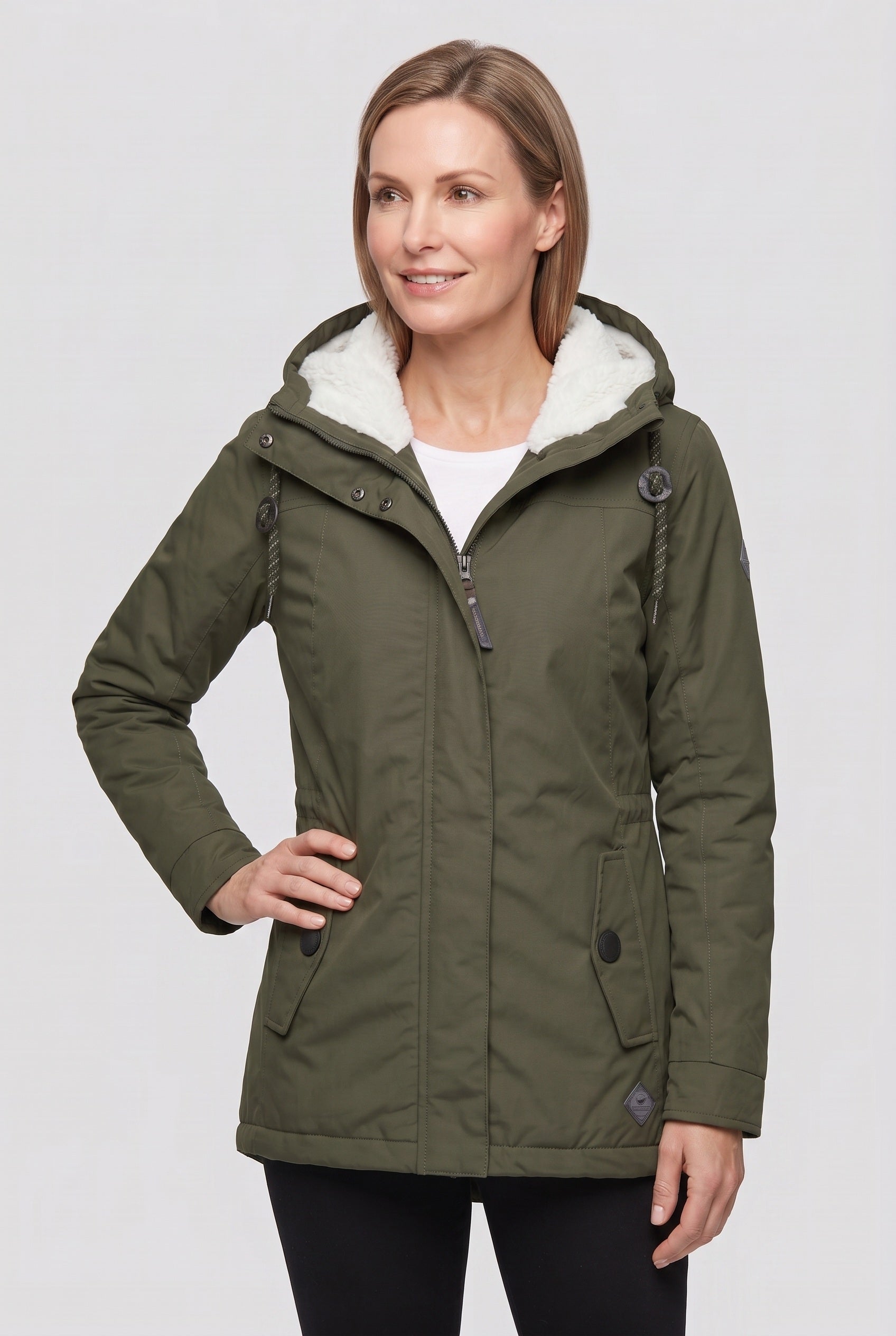 Parka Femme | Capuche Sherpa Zip Deux Sens Coupe Courte - 7
