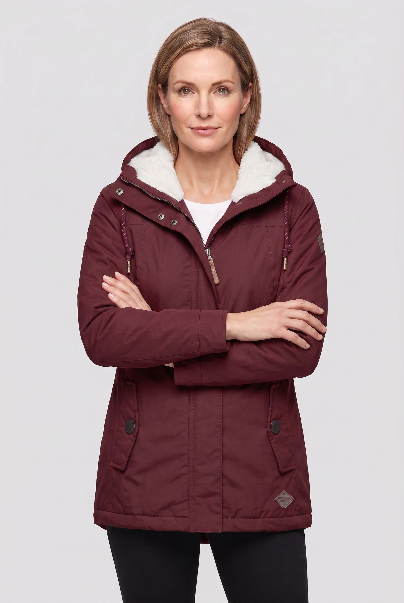 Parka Femme | Capuche Sherpa Zip Deux Sens Coupe Courte - 8
