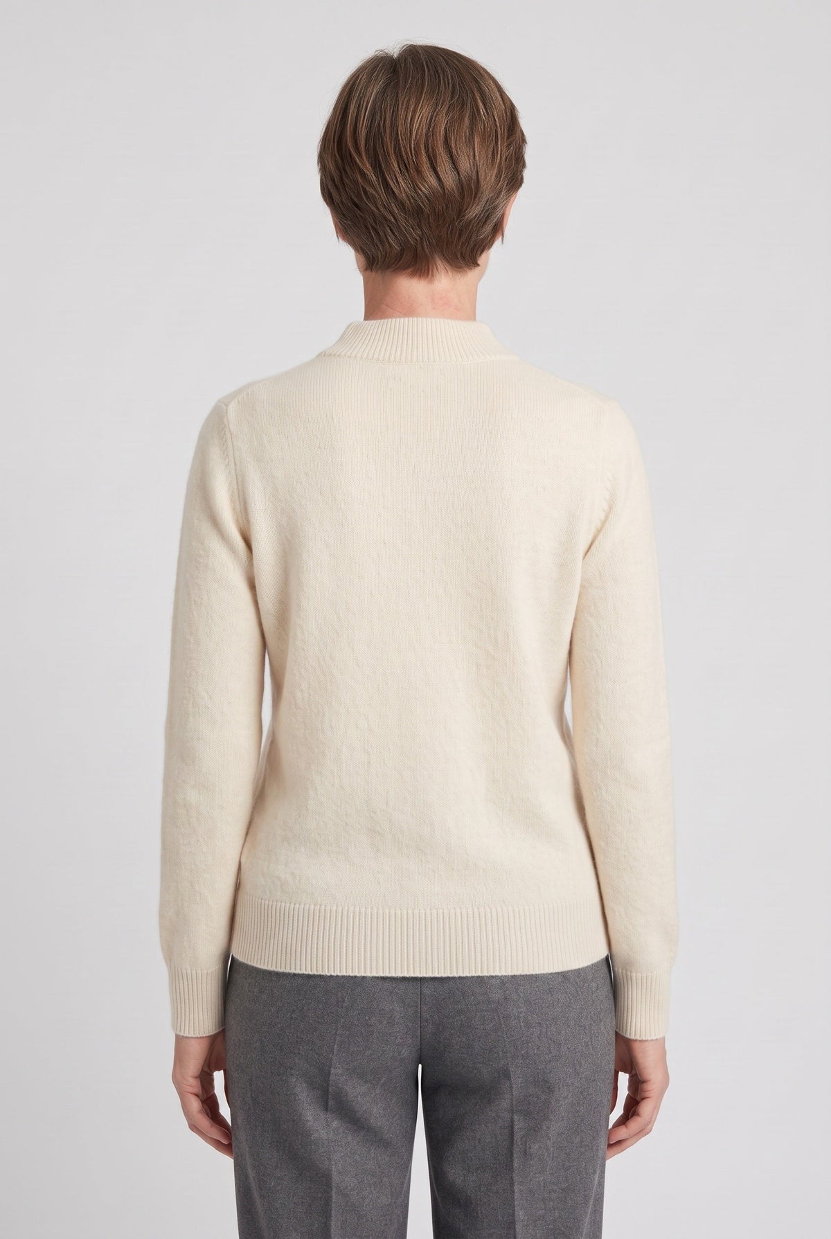 Pull Femme | Col Montant Court Maille Fine Bords Côtelés - 2