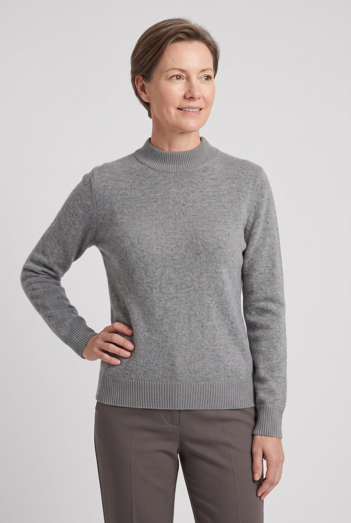 Pull Femme | Col Montant Court Maille Fine Bords Côtelés - 9