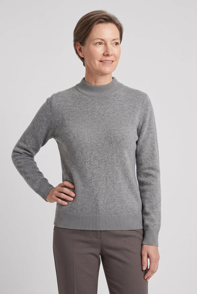 Pull Femme | Col Montant Court Maille Fine Bords Côtelés - 9