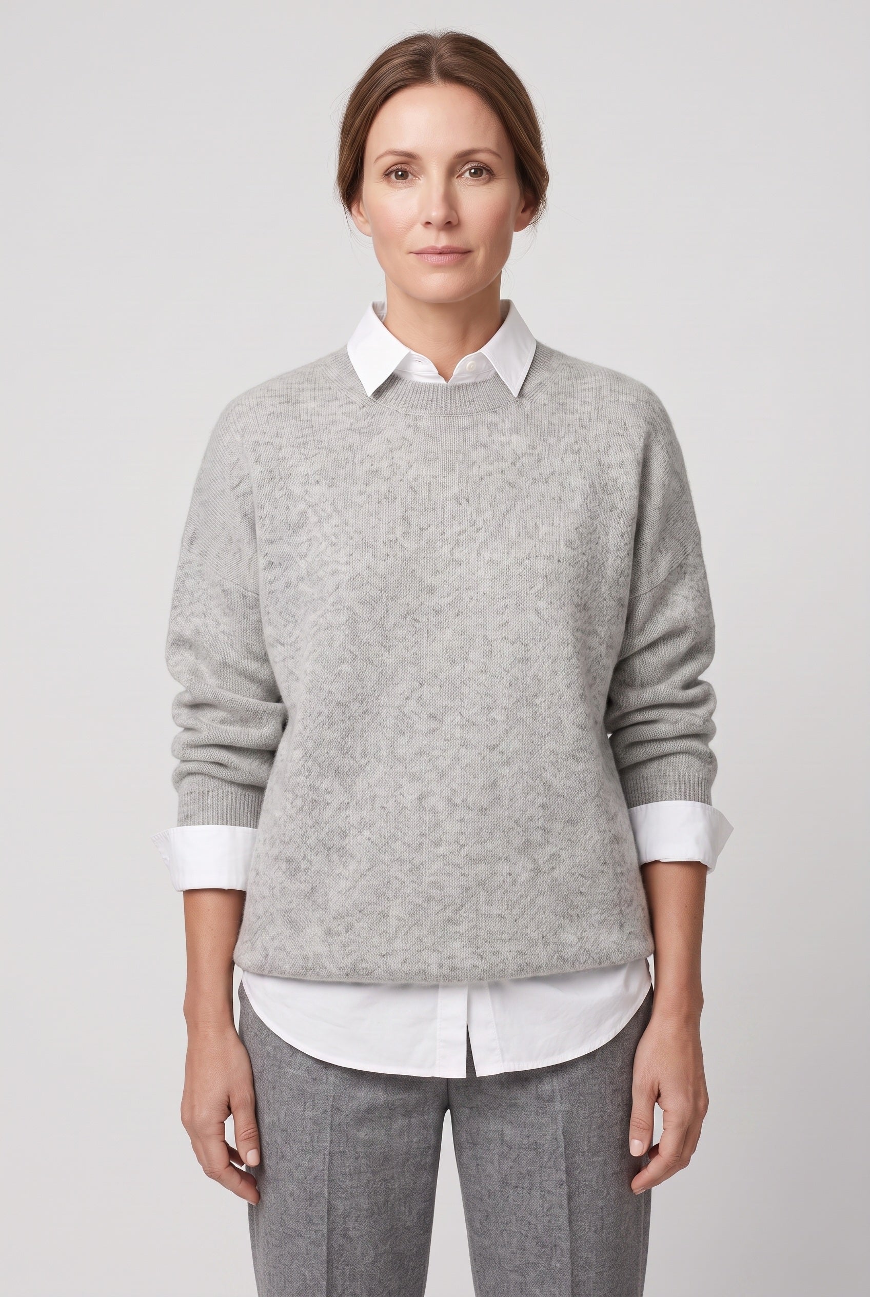 Pull Femme | Col Rond Côtelé Épaules Tombantes Ourlet Arrondi - 1
