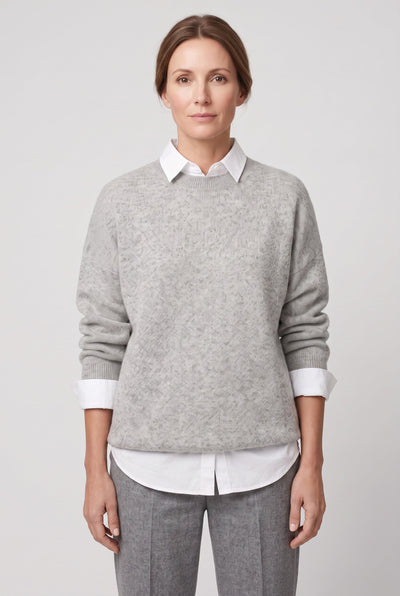 Pull Femme | Col Rond Côtelé Épaules Tombantes Ourlet Arrondi - 1