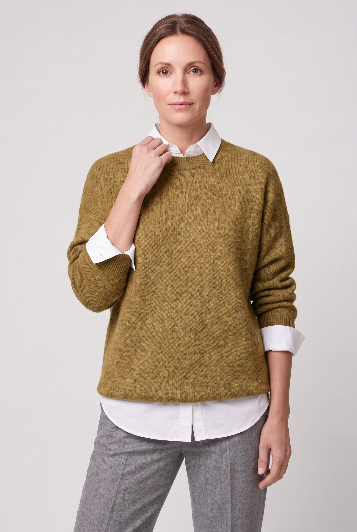 Pull Femme | Col Rond Côtelé Épaules Tombantes Ourlet Arrondi - 7