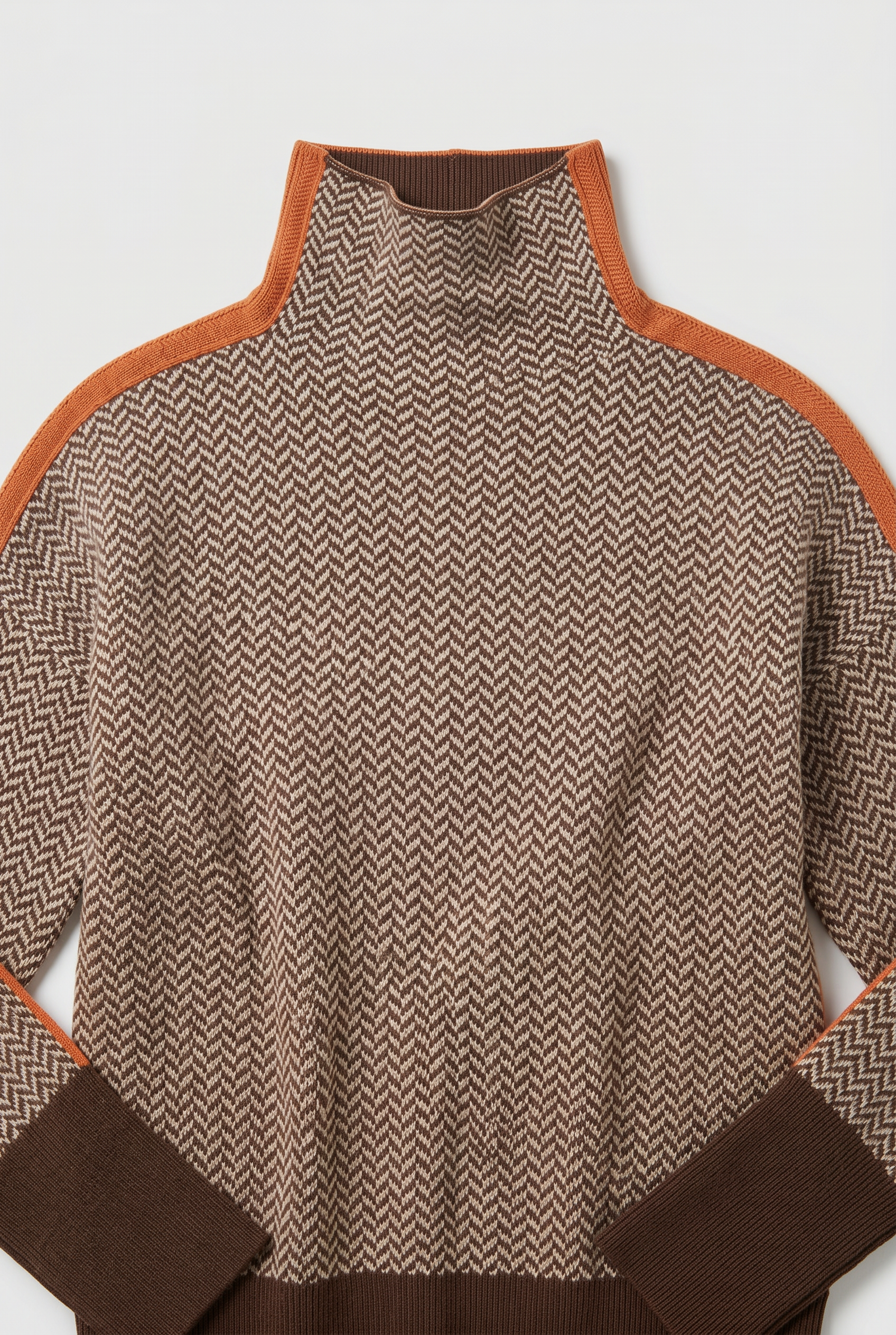Pull Femme | Col Roulé Chevrons Bande Contrastée - 3