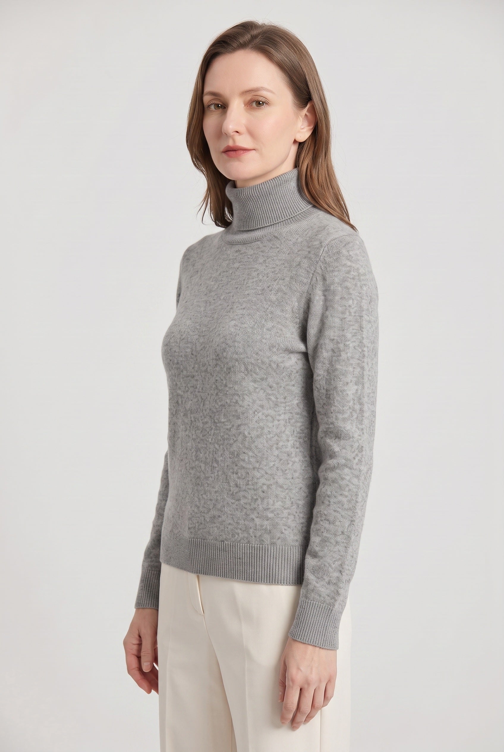 Pull Femme | Col Roulé Coupe Près du Corps Maille Fine - 11