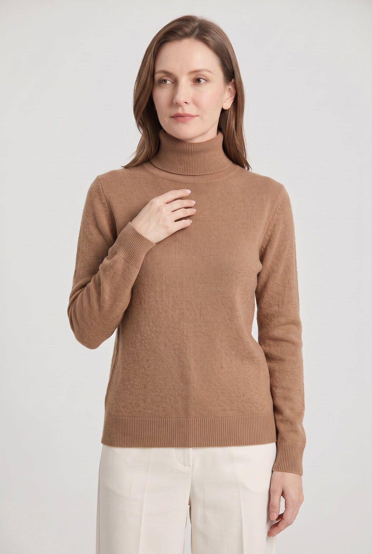 Pull Femme | Col Roulé Coupe Près du Corps Maille Fine - 14