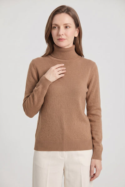 Pull Femme | Col Roulé Coupe Près du Corps Maille Fine - 14