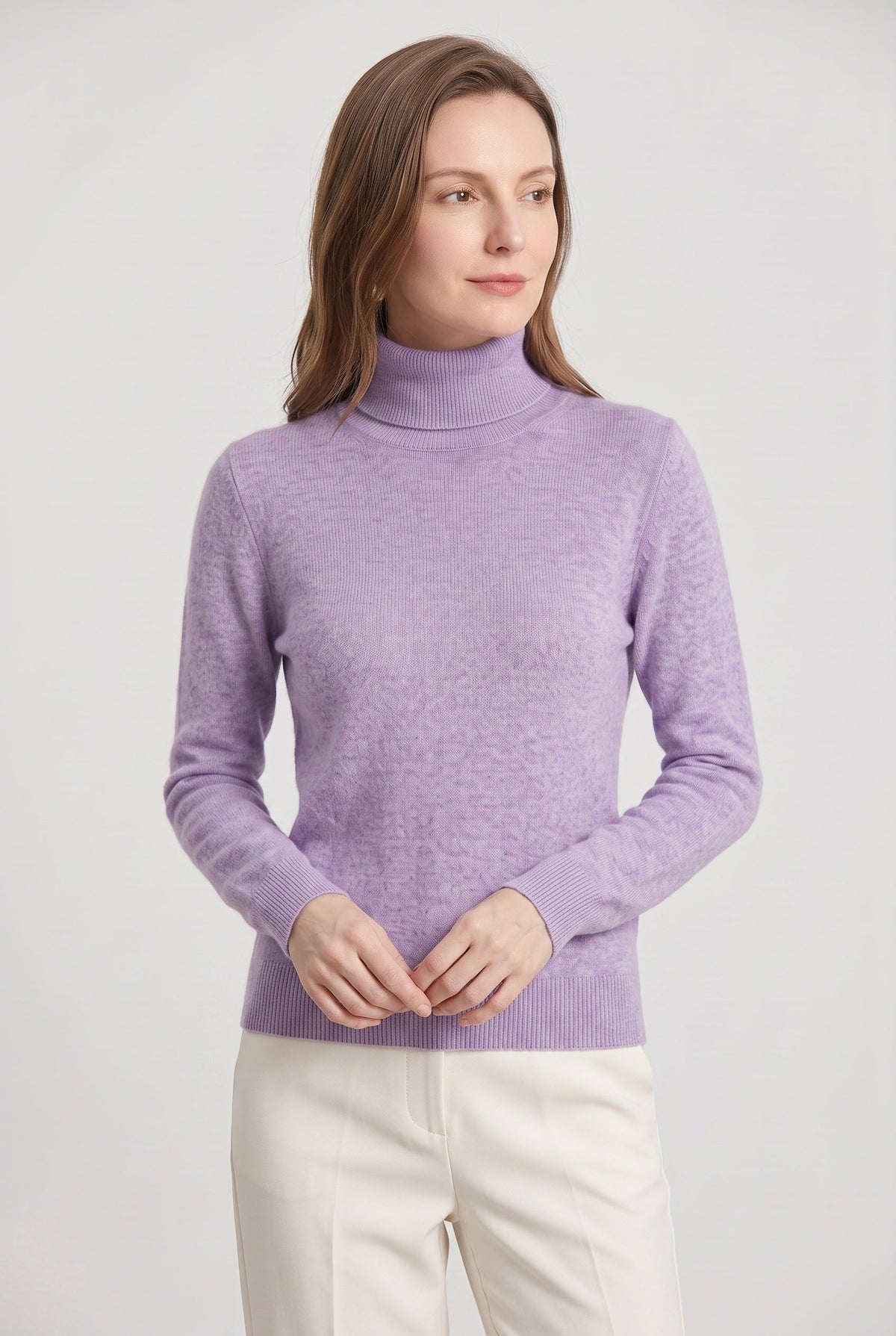 Pull Femme | Col Roulé Coupe Près du Corps Maille Fine - 6