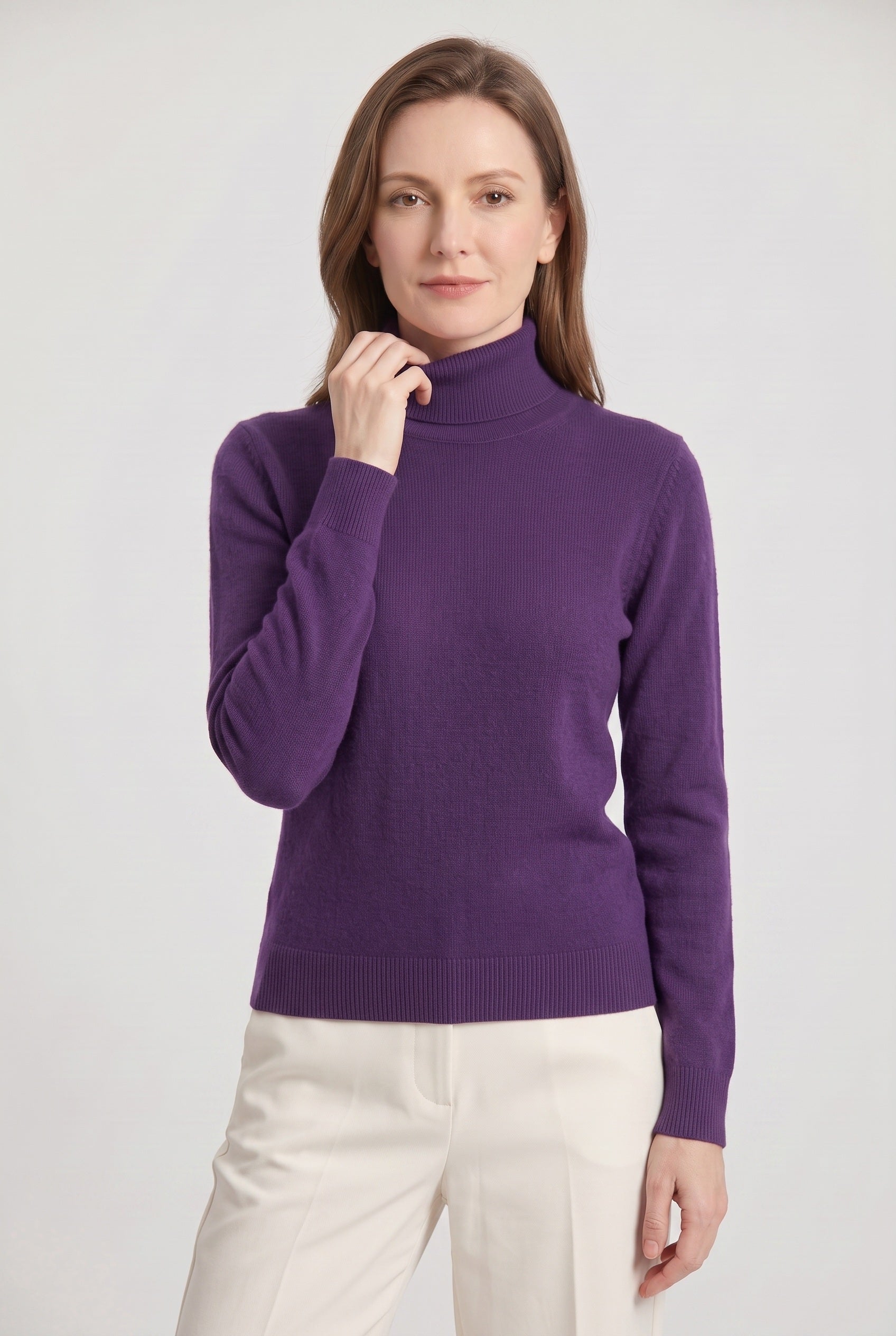 Pull Femme | Col Roulé Coupe Près du Corps Maille Fine - 7