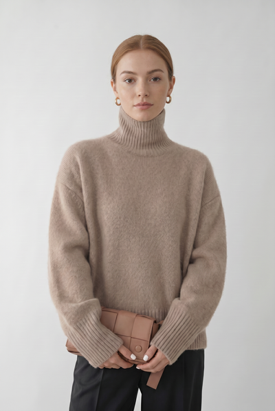 Pull Femme | Col Roulé Épaules Tombantes Coupe Ample - 1
