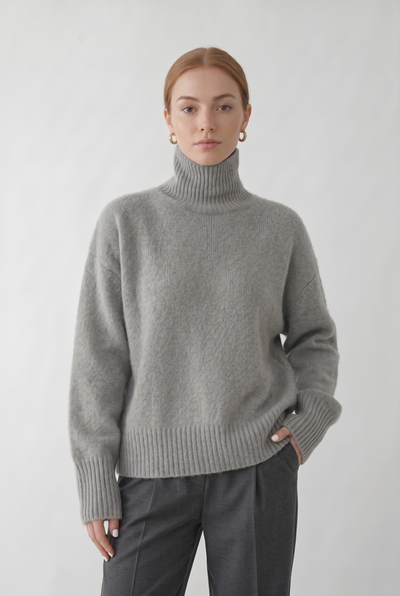 Pull Femme | Col Roulé Épaules Tombantes Coupe Ample - 6
