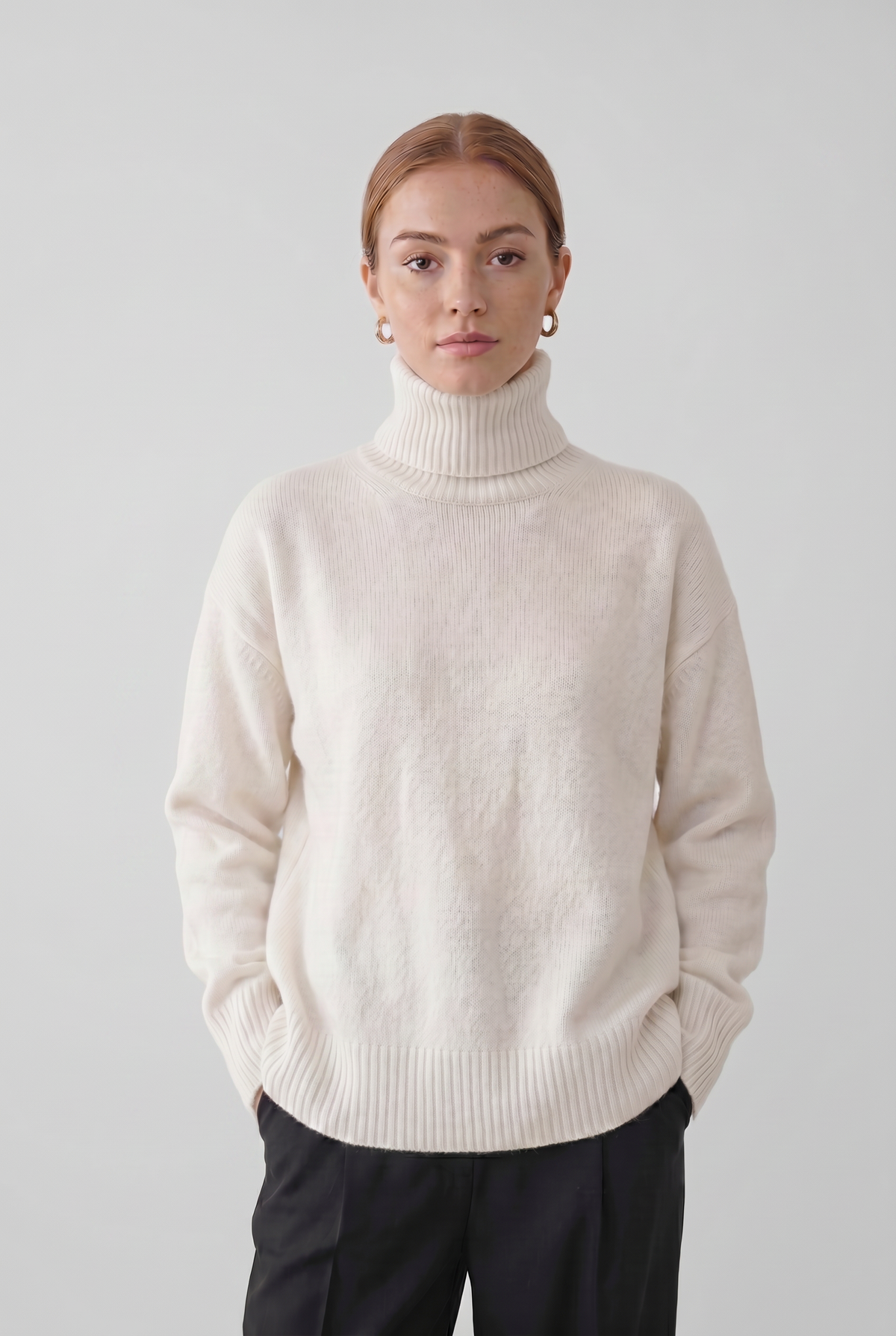 Pull Femme | Col Roulé Épaules Tombantes Coupe Ample - 8