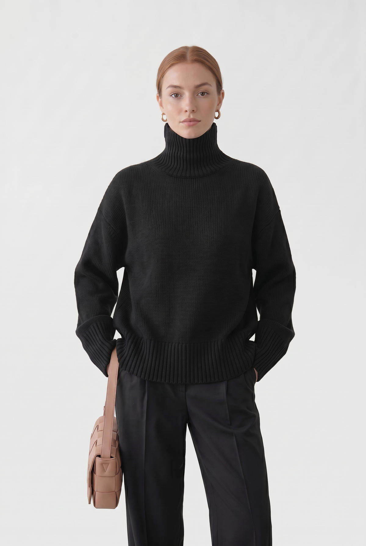 Pull Femme | Col Roulé Épaules Tombantes Coupe Ample - 9