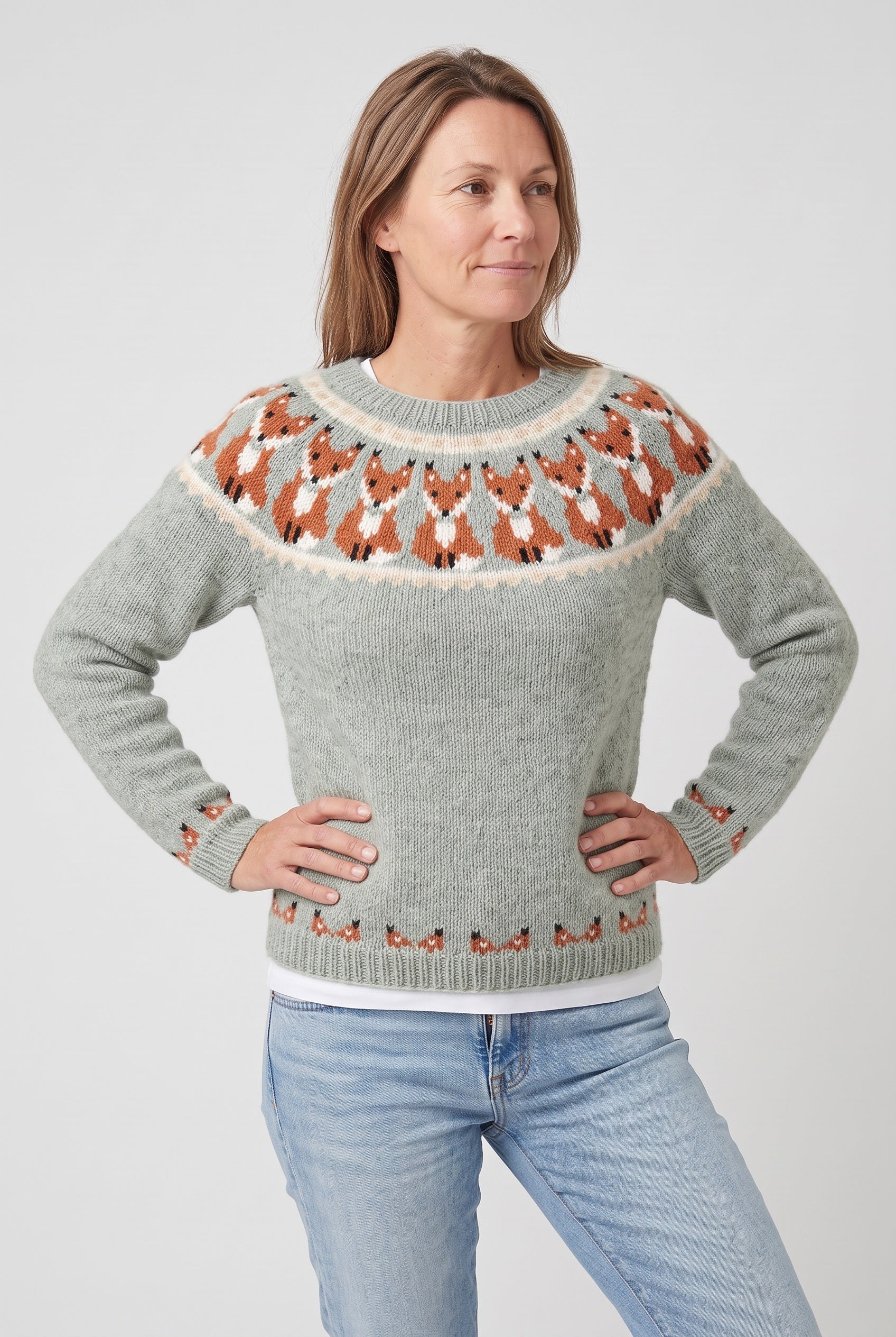 Pull Femme | Jacquard Empiècement Géométrique Col Rond Côtelé - 4