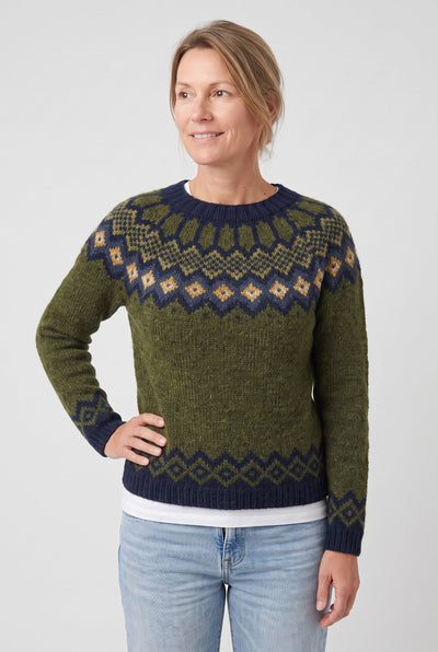 Pull Femme | Jacquard Empiècement Géométrique Col Rond Côtelé - 7
