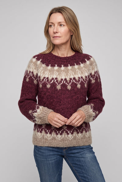Pull Femme | Jacquard Motif Flocons Col Rond Bords Contrastés - 4