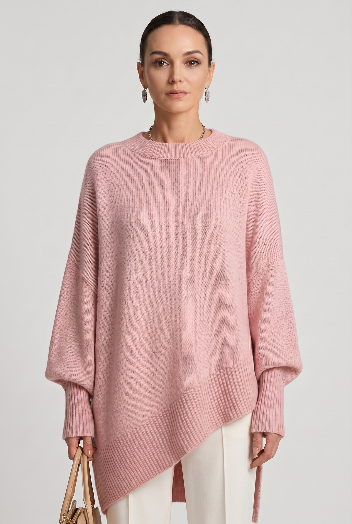 Pull Femme | Oversize Col Rond Ourlet Asymétrique - 1