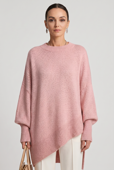 Pull Femme | Oversize Col Rond Ourlet Asymétrique - 1