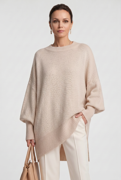 Pull Femme | Oversize Col Rond Ourlet Asymétrique - 10