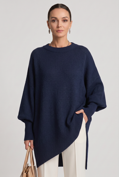 Pull Femme | Oversize Col Rond Ourlet Asymétrique - 6