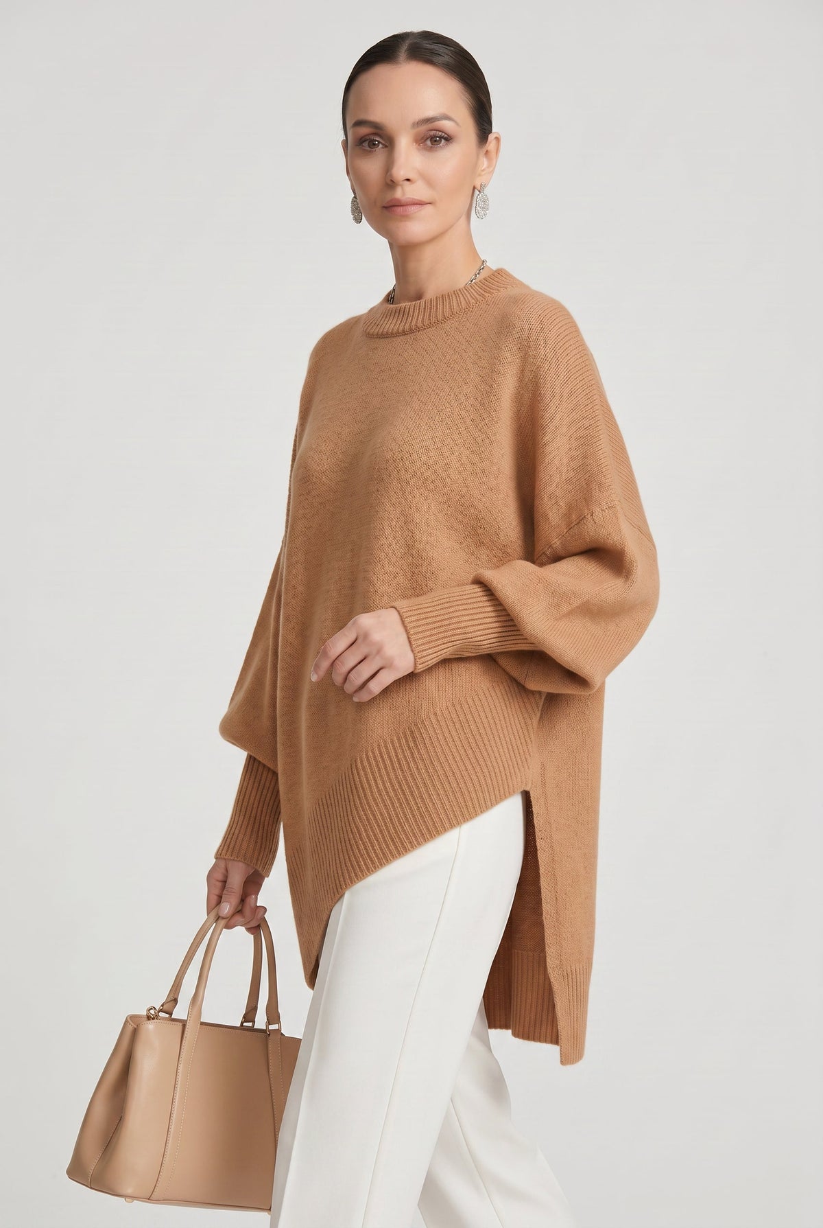 Pull Femme | Oversize Col Rond Ourlet Asymétrique - 9