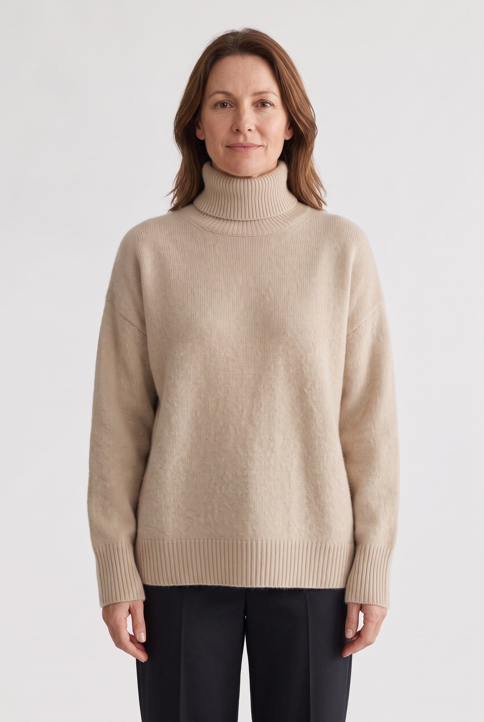 Pull Femme | Oversize Col Roulé Large Bords Côtelés - 1