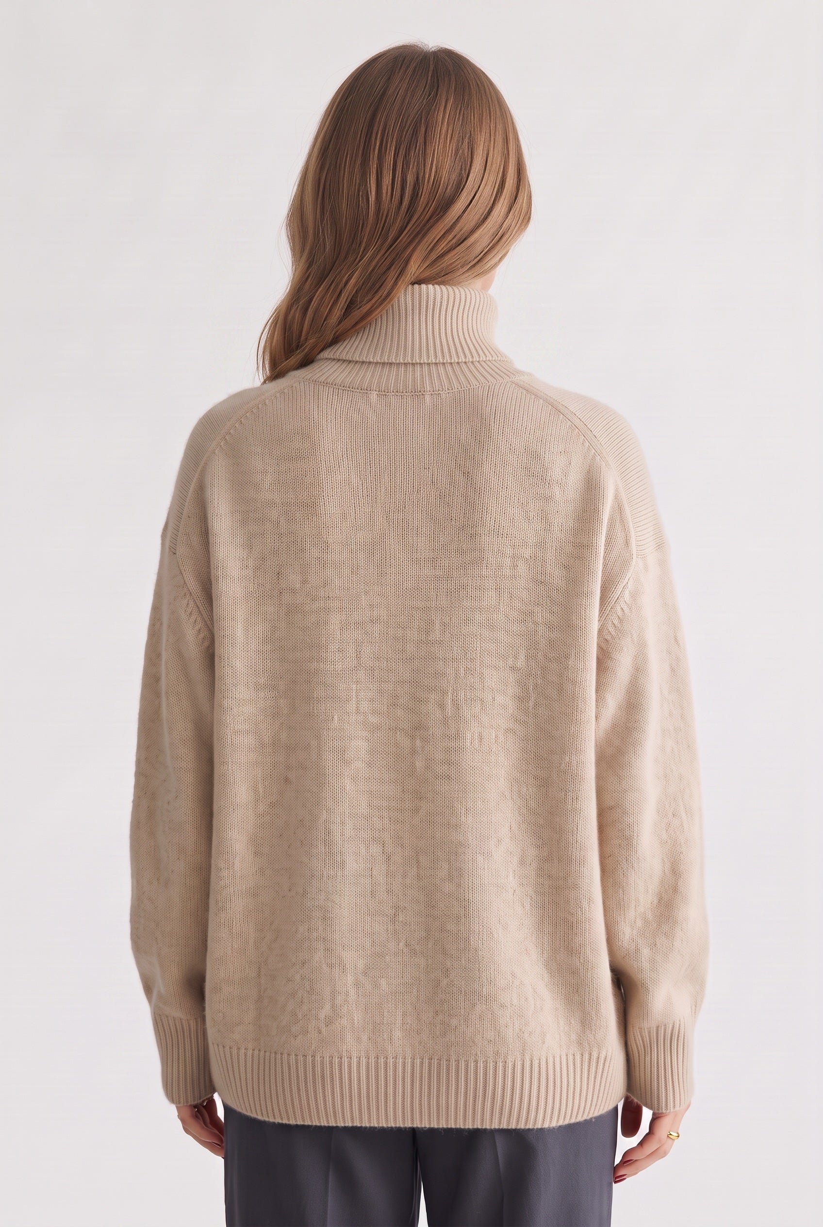 Pull Femme | Oversize Col Roulé Large Bords Côtelés - 2