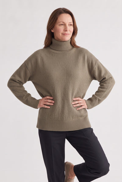 Pull Femme | Oversize Col Roulé Large Bords Côtelés - 5
