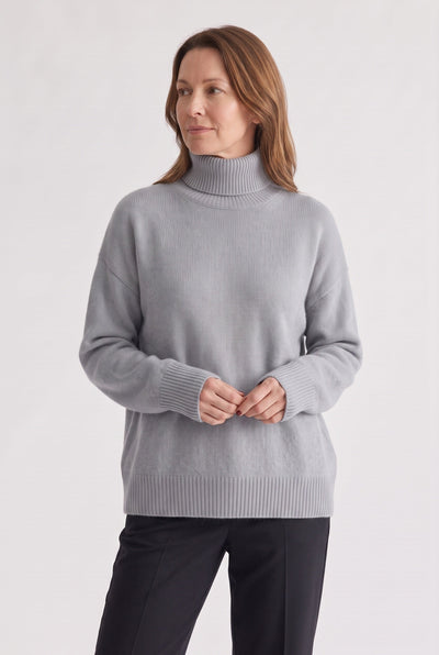 Pull Femme | Oversize Col Roulé Large Bords Côtelés - 6