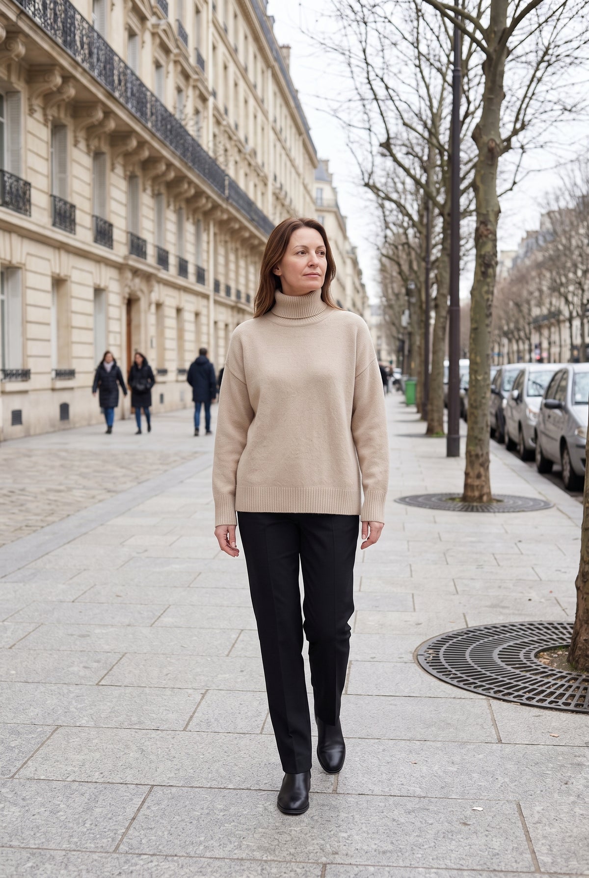 Pull Femme | Oversize Col Roulé Large Bords Côtelés - 7