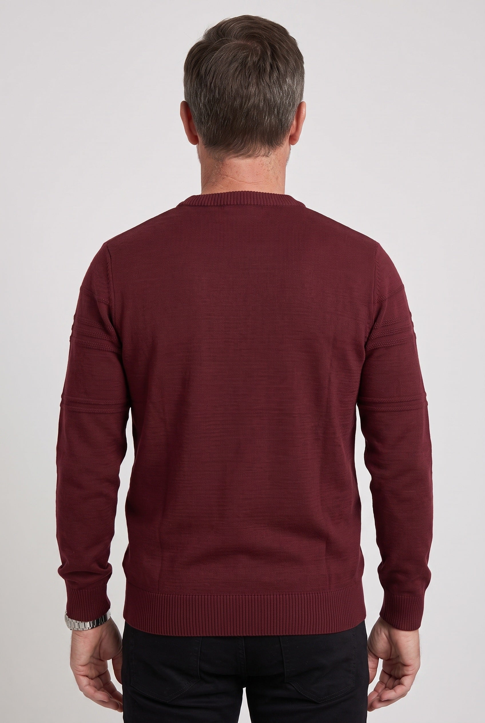 Pull Homme | Col Rond Rayures Ton sur Ton Bords Côtelés - 2